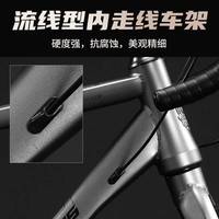 菲利普公路车自行车成人赛车变速碟刹男女青少年城市通勤内走线单车 皓月灰【直把】 S码【适合身高155-170cm】 27速升级版