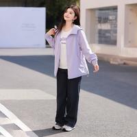 大码女装2025春装时尚连帽UPF50+防晒外套