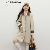 红袖日系卡其风衣春季2025女装插肩宽松显瘦撞色翻领气质长外套 卡其038（4.9） M