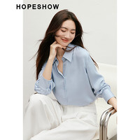 红袖高级感轻奢减龄洋气衬衫2025春季女装通勤光泽感H型翻领上衣 杏仁米012 S