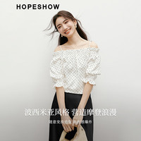 红袖波西米亚风雪纺衫2025夏季女装波点灯笼袖两穿领垂感百搭上衣 白底黑点802（4.12） M