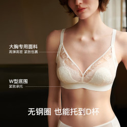 Ubras 虞书欣同款日光香草蕾丝兔耳杯大胸显小透气无钢圈文胸月岩2XL 月岩色 XXL