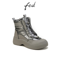fed时尚雪地靴冬季女靴加绒短靴设计感棉鞋女款D1220-ZCA785