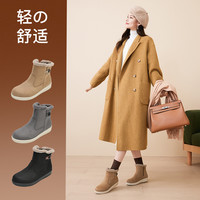 Pansy盼喜日本雪地靴女加绒加厚保暖鞋棉鞋冬季女鞋舒适防滑