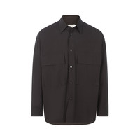 STUDIO NICHOLSON 24春夏深灰色棉质口袋装饰男士休闲长袖衬衫
