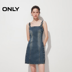 ONLY 奥莱春季做旧磨白收腰牛仔吊带短裙连衣裙女