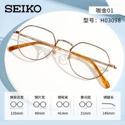 SEIKO 精工 超轻纯钛近视眼镜男框架多边形圆框小框潮文艺复古眼镜H03098