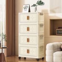 纳份爱免安装收纳箱家用衣物透明可折叠收纳柜儿童衣物玩具储物柜整理箱 50面宽透黑色【星星款】 5层【加厚加粗承重能力强】