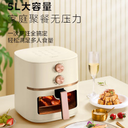 美的 空气炸锅 不用翻面 家用5L大容量 可视 精准控温