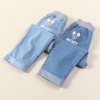 迪士尼宝宝（Disney Baby）春季男女童时尚休闲百搭中大童牛仔长裤 211K1118浅蓝 150