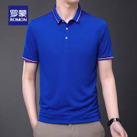 移动端、京东百亿补贴:罗蒙 冰丝凉感翻领短袖t恤 宝蓝