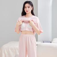 100%纯棉【防凸点】主推女士家居服可外穿圆领套装睡衣女