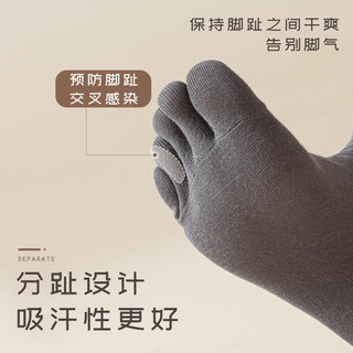登利途五指袜子男款棉袜秋冬季中筒袜运动吸汗长筒脚趾袜防臭长袜 黑色 3双 均码