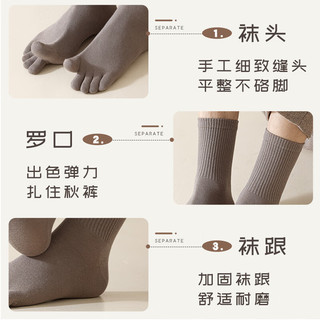 登利途五指袜子男款棉袜秋冬季中筒袜运动吸汗长筒脚趾袜防臭长袜 黑色 3双 均码