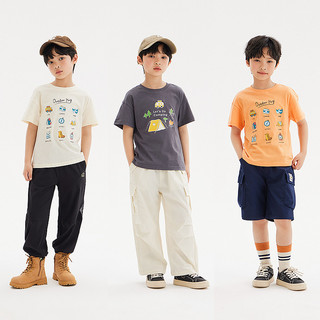 【清仓-童装合辑B】森马儿童短袖T恤休闲裤套装印花夏季男女童 家居裤01款-咖色调