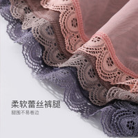 浪莎性感内裤女蕾丝纯棉裆部无痕冰丝中腰超薄透明女士透气诱惑短裤头 817-6黑色+栗色+虾粉+蓝 4条 XL 170/95115-135斤