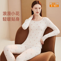 顶瓜瓜顶呱呱秋衣秋裤女棉质印花圆领薄款保暖内衣棉毛衫椰奶白175 椰奶白238 2XL (175)