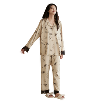 猫人【棉莫混纺】女士睡衣女春夏长袖休闲高级感家居服可外穿国风新品