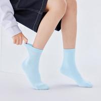 五双装儿童袜子春秋男童女童棉袜中筒袜简约中大童弹力透气运动袜