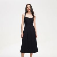 【法式复古】 夏季收腰显瘦中长款吊带连衣裙女