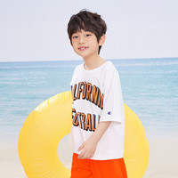 【短袖短裤福袋领券2件159】Champion冠军童装儿童短袖T恤 白色(贴布logo) S