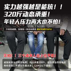 木藝生 电动升降架子桌腿双电机可调节升降电脑桌站立支架办公书桌桌子腿 方管双电机2节线槽款黑1.1-2