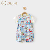 巴厘小猪 宝宝哈衣  假两件运动连体衣