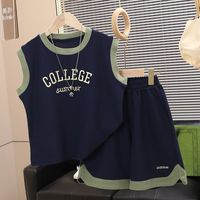 迪斯兔 男童夏装套装2024新款中大童儿童洋气男孩夏季休闲背心无袖运动服