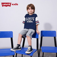 Levi's 李维斯童装男童针织短裤夏季儿童学院风撞色裤子 花纱灰 110 /50 【身高98-104cm】