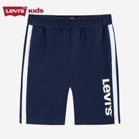 Levi's 李维斯童装男童针织短裤夏季儿童学院风撞色裤子 深靛蓝 110 /50 【身高98-104cm】