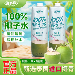 百多利 Hidolly NFC 100%椰子水1L×2瓶