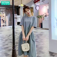 连衣裙夏季娃娃裙中长款夏天薄款外出牛仔蓝显瘦裙子