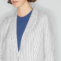 麦檬【限量特惠/捡漏】春秋简约通勤气质亚麻西装外套女5C3110571 白色 L