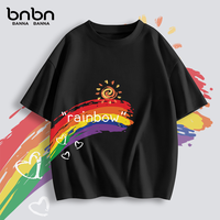 班纳班纳儿童短袖t恤女童潮流百搭夏季衣服中大童纯棉半袖轻薄女孩上衣 N虹桥_左下黑 140