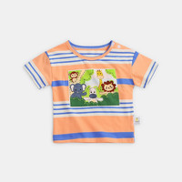 齐齐熊 cicibear婴儿短袖T恤男童衣服印花夏季宝宝上衣 桔色 66cm(6M身高58-66cm)