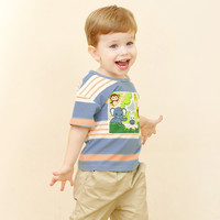 齐齐熊 cicibear婴儿短袖T恤男童衣服印花夏季宝宝上衣 桔色 90cm(24M身高84-90cm)