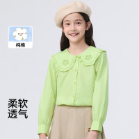 巴拉巴拉 纯棉花边翻领儿童衬衫女童春秋装中大童长袖衬衣甜美时尚学院风
