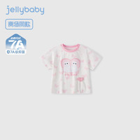 JELLYBABYt恤儿童夏季男童短款上衣圆领T恤清爽透气女童衣服婴儿短袖 粉色 140 CM