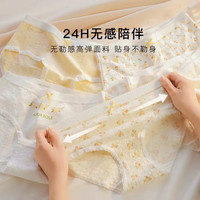 北极绒女士内裤女纯棉100%棉裆抗菌薄款高弹透气少女生中腰三角短裤衩 M 【体重70-95斤】