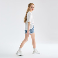 小马宝莉童装儿童半袖2025夏季女孩洋气短袖t恤女童卡通印花套头上衣 白色 170