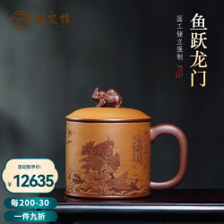 枫岚情 FENGLANQ 宜兴紫砂杯鱼跃龙门纯手工家用泡茶杯子大容量高档男士办公室水杯 国工储立强（珍藏底槽清） 520ml