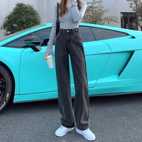 唐狮集团DESSO韩版高腰牛仔裤女2025春夏可调节阔腿裤宽松显直筒