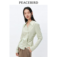 【秒杀】太平鸟 翻领针织衬衫收腰V领斜门襟气质通勤时尚上衣 S