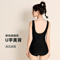 泳衣女高级感2025竞速游泳馆大码连体泡温泉连身游泳衣女 XL 藏蓝色【泳衣+泳镜】