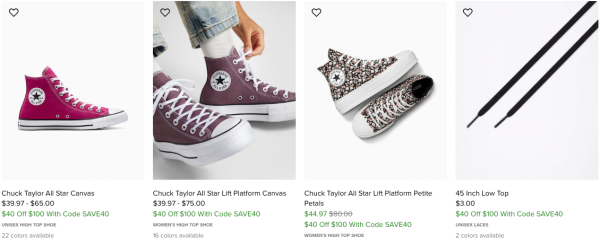 Converse匡威美官 精选款式满$100减$40