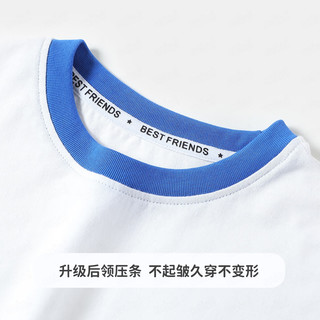 MQDMINI童装儿童短袖男童T恤小童夏装休闲宝宝衣服 蓝色网球白色 120