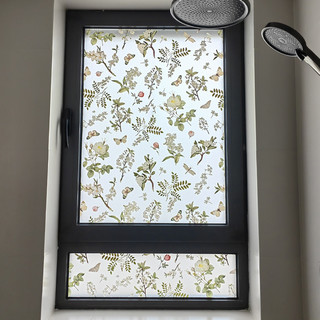 装万家中式花鸟卫生间浴室窗户玻璃贴纸磨砂防窥静电贴膜艺术贴饰