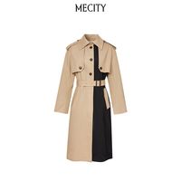 【同款】MECITY女士春季宽松撞色拼接长款风衣534902