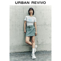 UR2024夏季女装时髦创意字母圆领短款修身T恤衫UWL440116# 本白 M