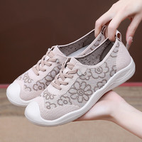 福来红 2025春夏新款老北京布鞋百搭妈妈舒适中老年女鞋软底防滑飞织单鞋